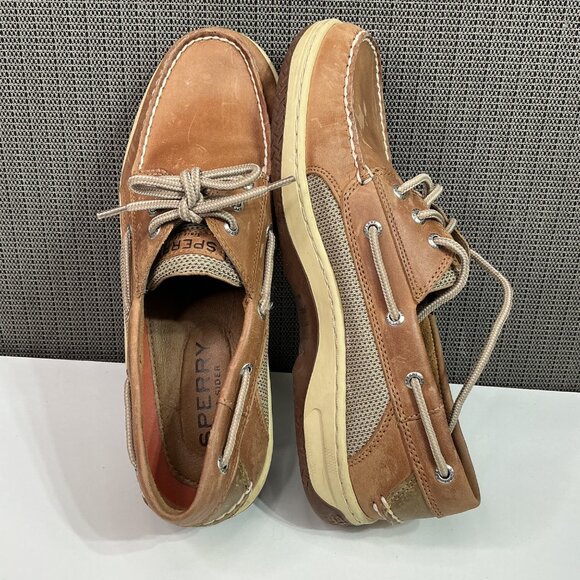 Sperry Top-Sider Mens Leather Boat Shoes 10W Brown Casual Moc Toe Non-Slip Sole - Picture 7 of 9